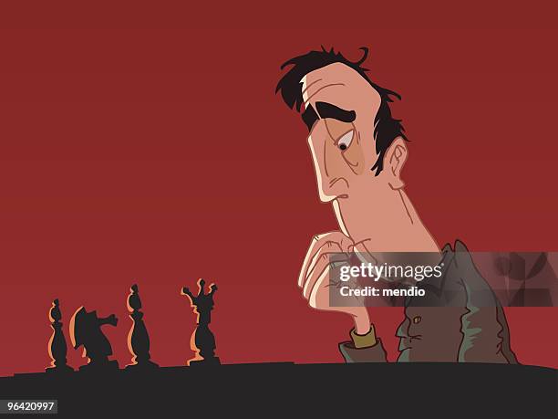 chess master - man playing chess stock illustrations