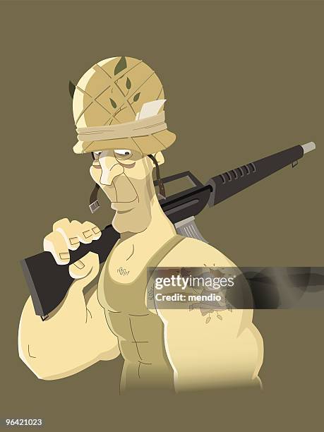 soldier tatoo - us marine corps stock illustrations