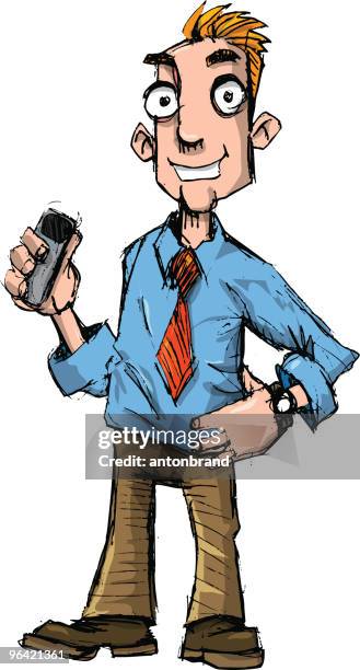 sketchy mobile man - professional facing camera stock illustrations