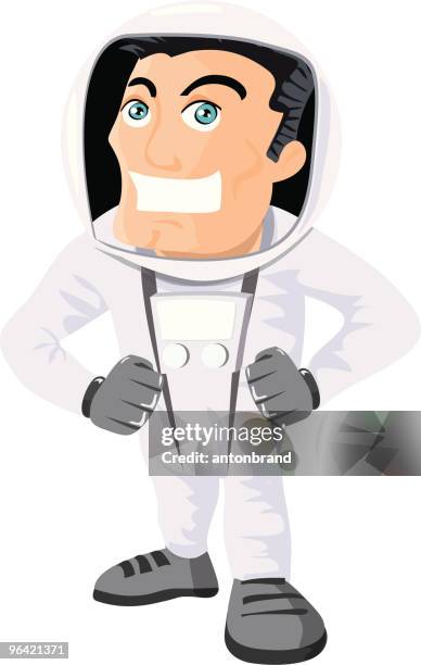 cartoon astronaut - looking at camera studio stock illustrations