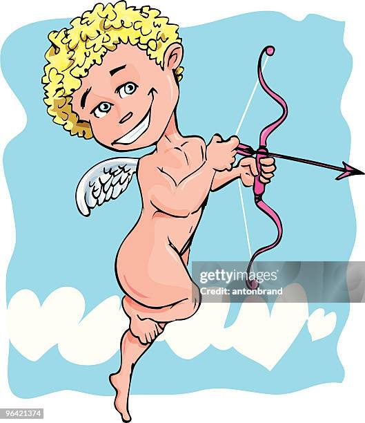 curly haired cupid - curly arrow stock illustrations