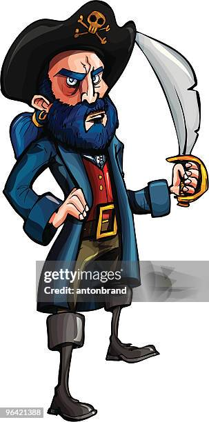 bluebeard the pirate - man facing camera stock illustrations