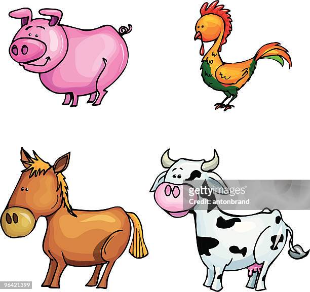 Dibujos Animados Animales De Granja Ilustración de stock - Getty Images