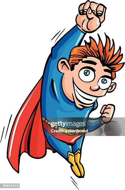 stockillustraties, clipart, cartoons en iconen met cartoon superkid - superman