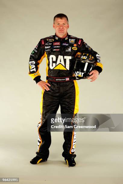 Jeff Burton, driver of the CAT Chevrolet, poses during NASCAR media day at Daytona International Speedway on February 4, 2010 in Daytona Beach,...