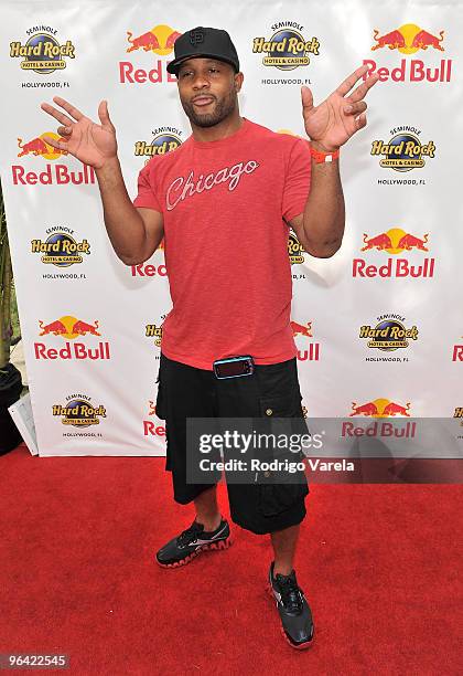 Lance Briggs of the Chicago Bears attends the Red Bull Super Pool at Seminole Hard Rock Hotel on February 4, 2010 in Hollywood, Florida.