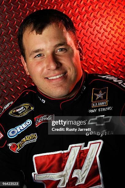 Ryan Newman, driver of the Haas Chevrolet, poses during NASCAR media day at Daytona International Speedway on February 4, 2010 in Daytona Beach,...