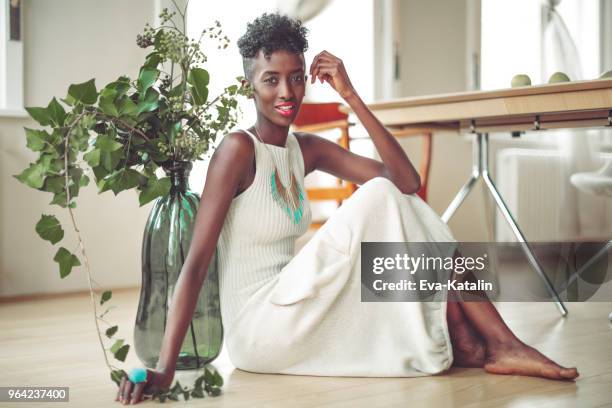 portrait of a beautiful woman - models in short dresses stock pictures, royalty-free photos & images