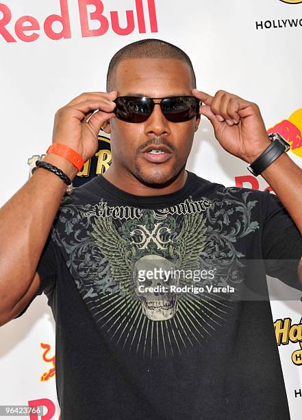 Ty Law of the Denver Broncos attends the Red Bull Super Pool at Seminole Hard Rock Hotel on February 4, 2010 in Hollywood, Florida.