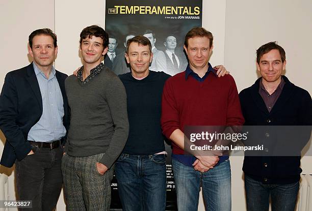 Thomas Jay Ryan, Michael Urie, Arnie Burton, Matthew Schneck and Breslin Wright attend "The Temperamentals" cast photo call at Pearl Studios on...