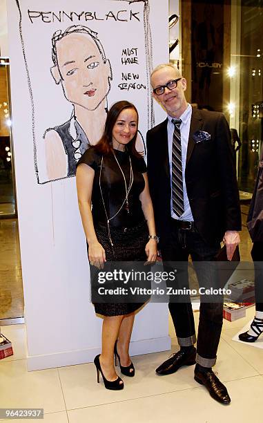 Camila Raznovich and Richard Haines attend the Richard Haines "Behind The Scenes" exhibition at Pennyblack Store on February 4, 2010 in Milan, Italy.