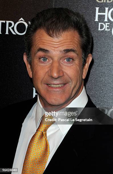 Actor Mel Gibson poses as he attends the film premiere of "Edge Of Darkness" at Cinema UGC Normandie on February 4, 2010 in Paris, France.