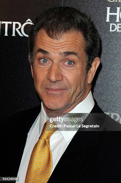 Actor Mel Gibson poses as he attends the film premiere of "Edge Of Darkness" at Cinema UGC Normandie on February 4, 2010 in Paris, France.