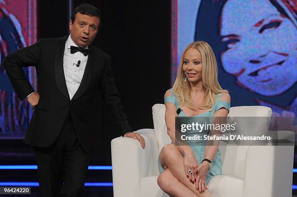 Piero Chiambretti and Ornella Muti attend 'Chiambretti Night' Italian Tv Show held at Mediaset Studios on February 4, 2010 in Milan, Italy.