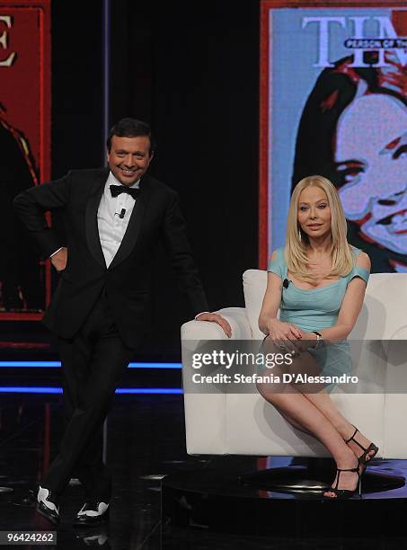 Piero Chiambretti and Ornella Muti attend 'Chiambretti Night' Italian Tv Show held at Mediaset Studios on February 4, 2010 in Milan, Italy.