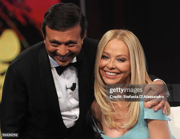 Piero Chiambretti and Ornella Muti attend 'Chiambretti Night' Italian Tv Show held at Mediaset Studios on February 4, 2010 in Milan, Italy.