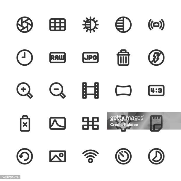 camera function icon set 2 - bold line series - pulling back stock illustrations