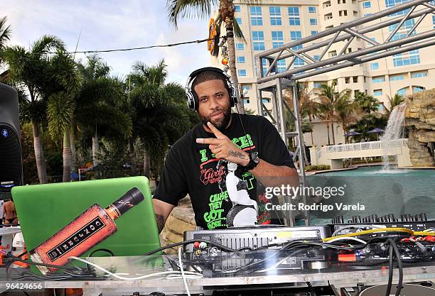 Don Cannon performs at the Red Bull Super Pool at Seminole Hard Rock Hotel on February 4, 2010 in Hollywood, Florida.