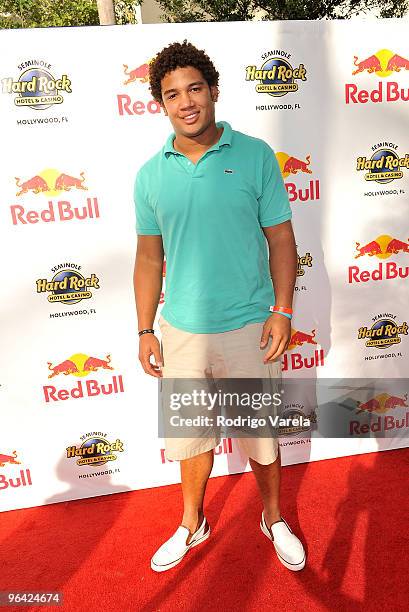 Josh Freeman of the Tampa Bay Buccaneers attends the Red Bull Super Pool at Seminole Hard Rock Hotel on February 4, 2010 in Hollywood, Florida.