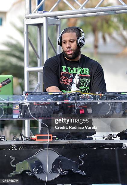 Don Cannon performs at the Red Bull Super Pool at Seminole Hard Rock Hotel on February 4, 2010 in Hollywood, Florida.