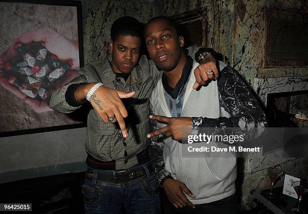 Chipmunk and Lemar attend the launch party of Secret Circus, at The Wellington Club on February 4, 2010 in London, England.