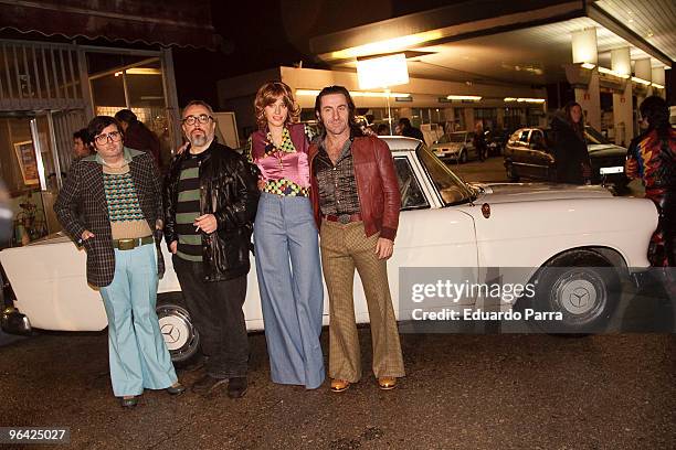 Carlos Areces, Alex de la Iglesia, Carolina Bang and Antonio de la Torre work on the filming of 'Balada Triste de Trompeta' photocall at Loessa Gas...