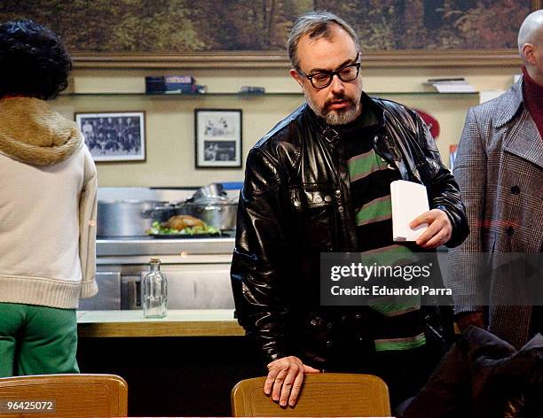 Alex de la Iglesia works on the filming of 'Balada Triste de Trompeta' at Loessa Gas Station on February 4, 2010 in Madrid, Spain.