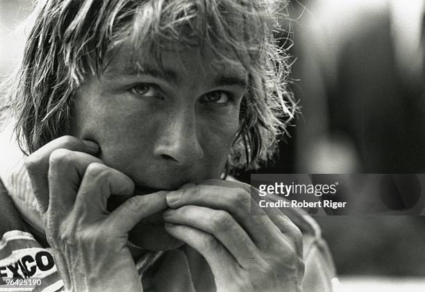 Formula One driver James Hunt looks on in an undated photo, circa 1970s.