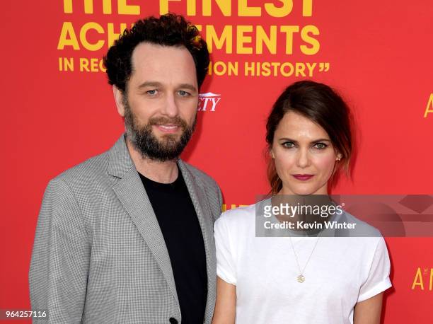 Actors Matthew Rhys and Keri Russell arrive at the For Your Consideration red carpet event for FX's "The Americans" at the Saban Media Center on May...