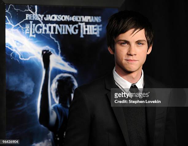 Actor Logan Lerman attends the premiere of "Percy Jackson & The Olympians: The Lightning Thief" at AMC Lincoln Square 13 on February 4, 2010 in New...