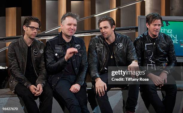 Atom Willard, Ryan Sinn, David Kennedy and Tom DeLonge of Angels and Airwaves make a guest appearance on Fuel Tv's "The Daily Habit" on January 28,...