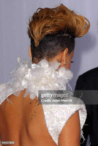 Singer Rihanna arrives at the 52nd Annual GRAMMY Awards held at Staples Center on January 31, 2010 in Los Angeles, California.