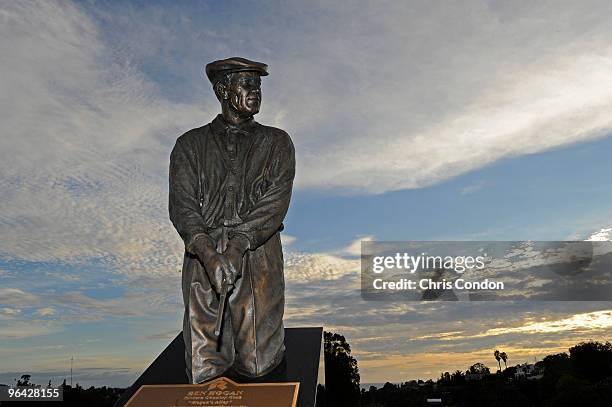 Statue of Ben Hogan outside the clubhouse during the first round of the Northern Trust Open at Riviera Country Club on February 4, 2010 in Pacific...