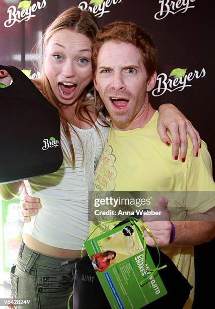 Actors Clare Grant and Seth Green attends the Breyers' booth at the Kari Feinstein Primetime Emmy Awards style lounge at Zune LA on September 18,...