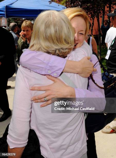 Actresses Helen Mirren and Laura Linney attend the annual filmmakers portrait during the 36th Telluride Film Festival held outside the Opera House on...