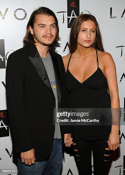 Actor Emile Hirsch and Brianna Domont attend the TAO and LAVO anniversary weekend held at TAO in the Venetian Resort Hotel Casino on October 3, 2009...