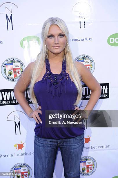Actress Brooke Hogan attends the Alakazia show, part ofthe Downtown LA Fashion Week Spring 2010, at The Geffen Contemporary at MOCA on October 14,...