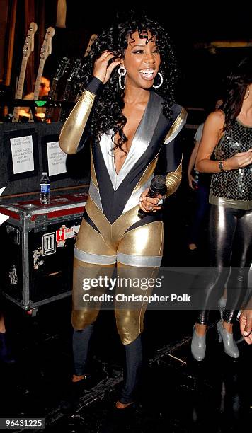 Singer Kelly Rowland backstage at the "Los Premios MTV 2009" Latin America Awards held at Gibson Amphitheatre on October 15, 2009 in Universal City,...