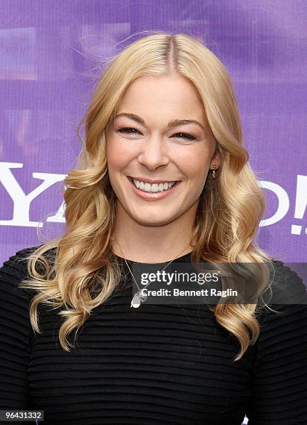 Recording artist LeAnn Rimes attends the It's Y!ou Yahoo! yodel competition at Military Island, Times Square on October 13, 2009 in New York City.