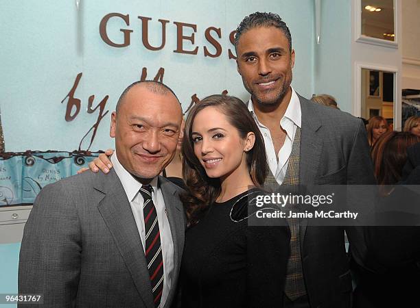 Joe Zee,Creative Director of Elle Magazine,Eliza Dushku and Rick Fox attend the Guess by Marciano and ELLE event benefiting the Susan G. Komen...