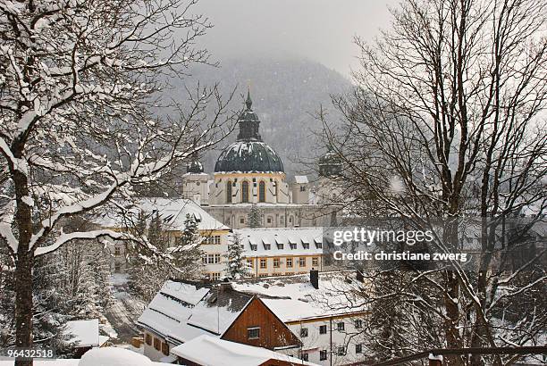 winter in ettal abbey - zwerg stock pictures, royalty-free photos & images