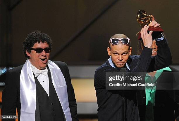 Visitante of Calle 13 speaks onstage at the 10th Annual Latin GRAMMY Awards held at the Mandalay Bay Events Center on November 5, 2009 in Las Vegas,...