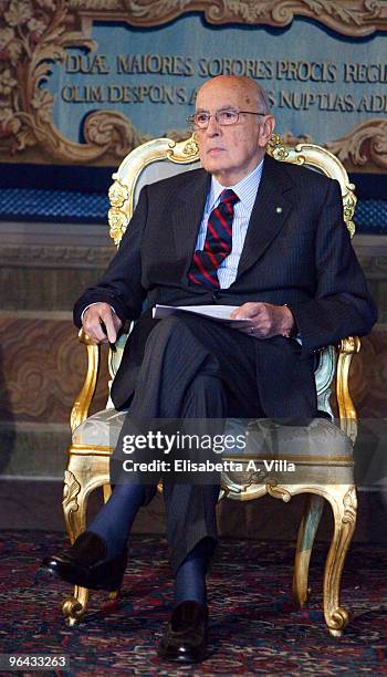 Italian President Giorgio Napolitano attends the 2009 Vittorio De Sica Awards at Quirinale on November 9, 2009 in Rome, Italy.