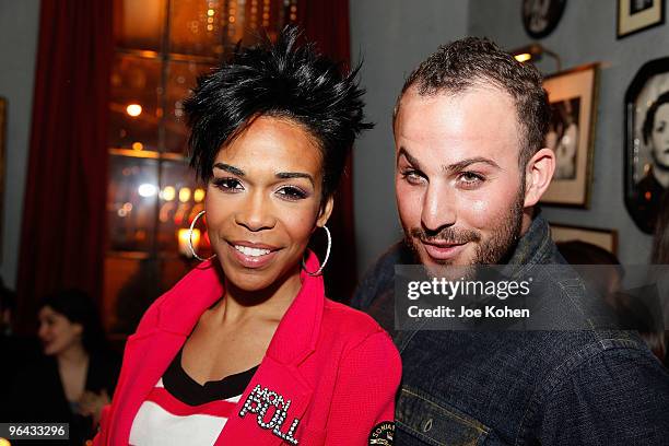 Singer Michelle Williams and personality Micah Jesse attend the Sonia Rykiel Pour H&M Knitwear Collection Preview at Bobo on February 4, 2010 in New...