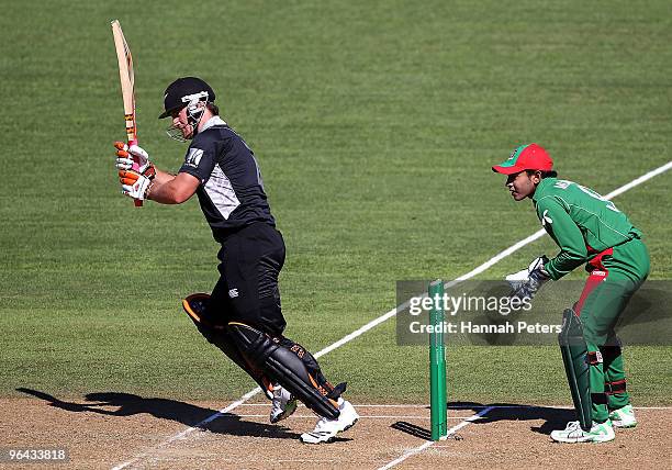 Neil Broom of New Zealand bats during the first one day international match between the New Zealand Black Caps and Bangladesh at McLean Park on...