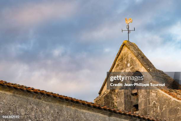 rooftop of the church of saint-amant de graves, near cognac, charante, france - charente 個照片及圖片檔