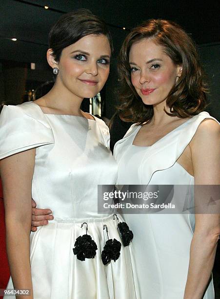 Actresses Ginnifer Goodwin and Rose McGowan attend the Prada book launch cocktail held at Prada on Rodeo Drive on November 13, 2009 in Beverly Hills,...