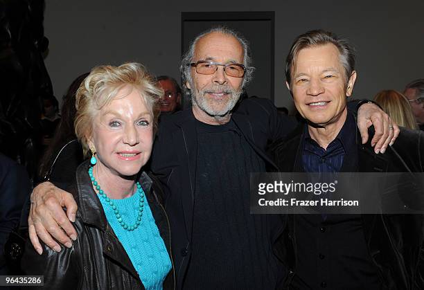 Pat York, Herb Alpert, artist and Michael York, actor attend the Black Totem Series Artist Reception held at Ace Gallery on February 4, 2010 in...