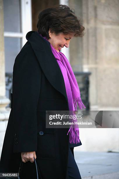 French Health, Youth, Sport and Associations minister Roselyne Bachelot-Narquin leaves the first weekly cabinet meeting of the year at the Elysee...