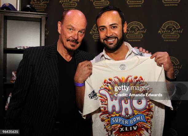 Designer Alan Aldridge and TV personality Nick Verreos pose at Retro Sport during the Kari Feinstein Golden Globes Style Lounge at Zune LA on January...